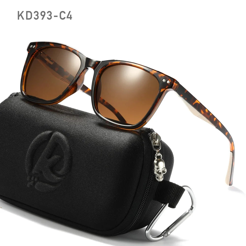 KDEAM Men's Square Sunglasses Polarized Lens TR90 Material Frame Spring Stainless Steel Hinges Fishing Sun Glasses KD393