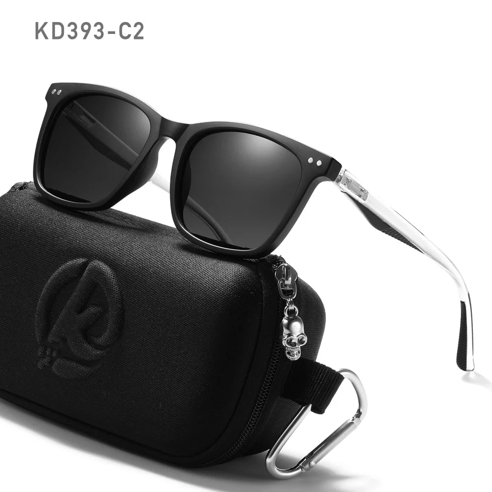 KDEAM Men's Square Sunglasses Polarized Lens TR90 Material Frame Spring Stainless Steel Hinges Fishing Sun Glasses KD393