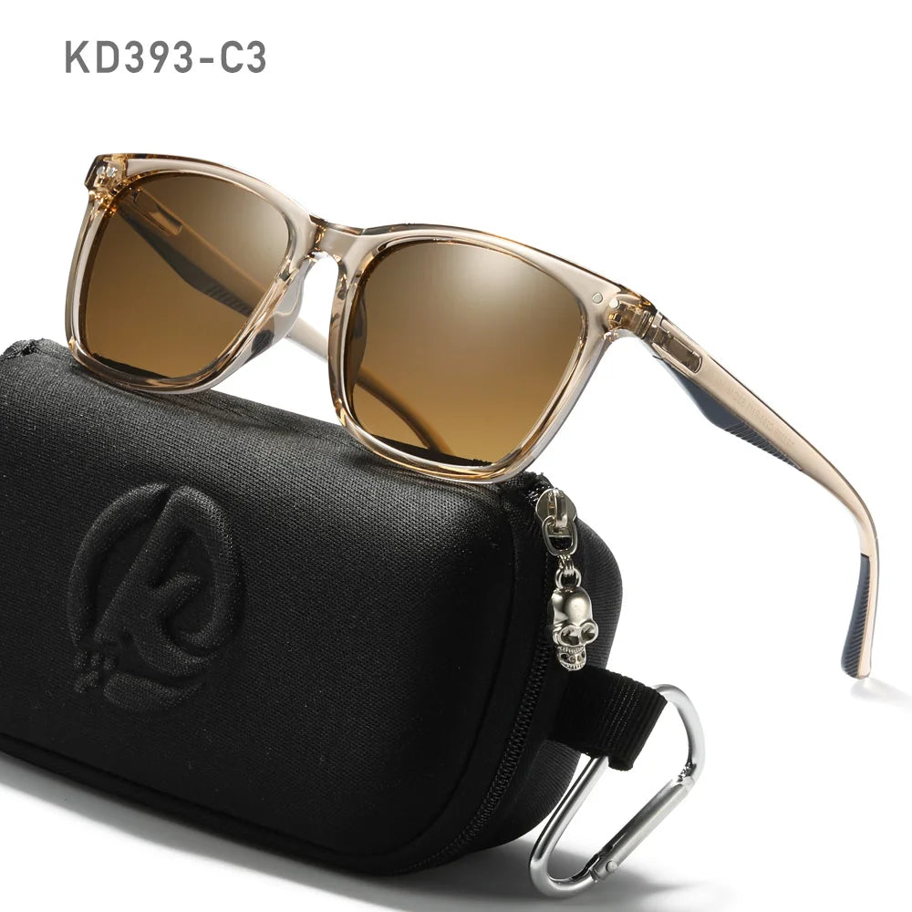 KDEAM Men's Square Sunglasses Polarized Lens TR90 Material Frame Spring Stainless Steel Hinges Fishing Sun Glasses KD393