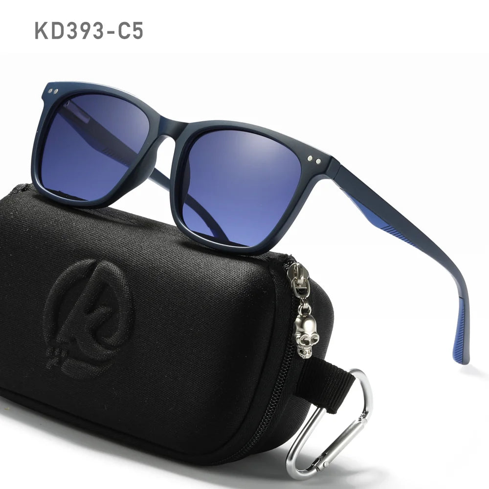KDEAM Men's Square Sunglasses Polarized Lens TR90 Material Frame Spring Stainless Steel Hinges Fishing Sun Glasses KD393