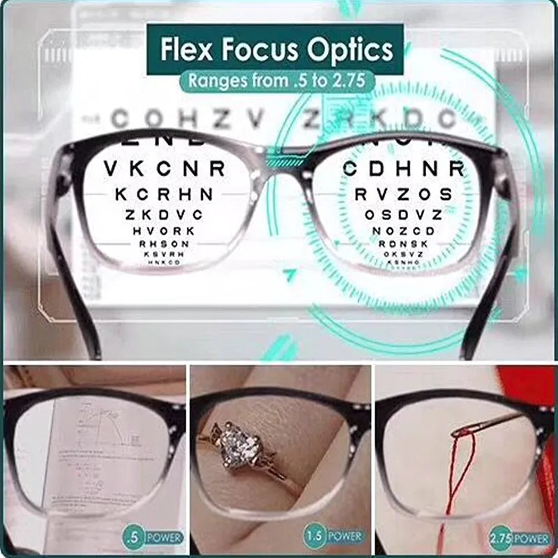 IENJOY Newest Mulifocal Readers High Quality Women Men Auto Adjusting Bifocal Reading Glasses +50 to +250 HD Magnifier