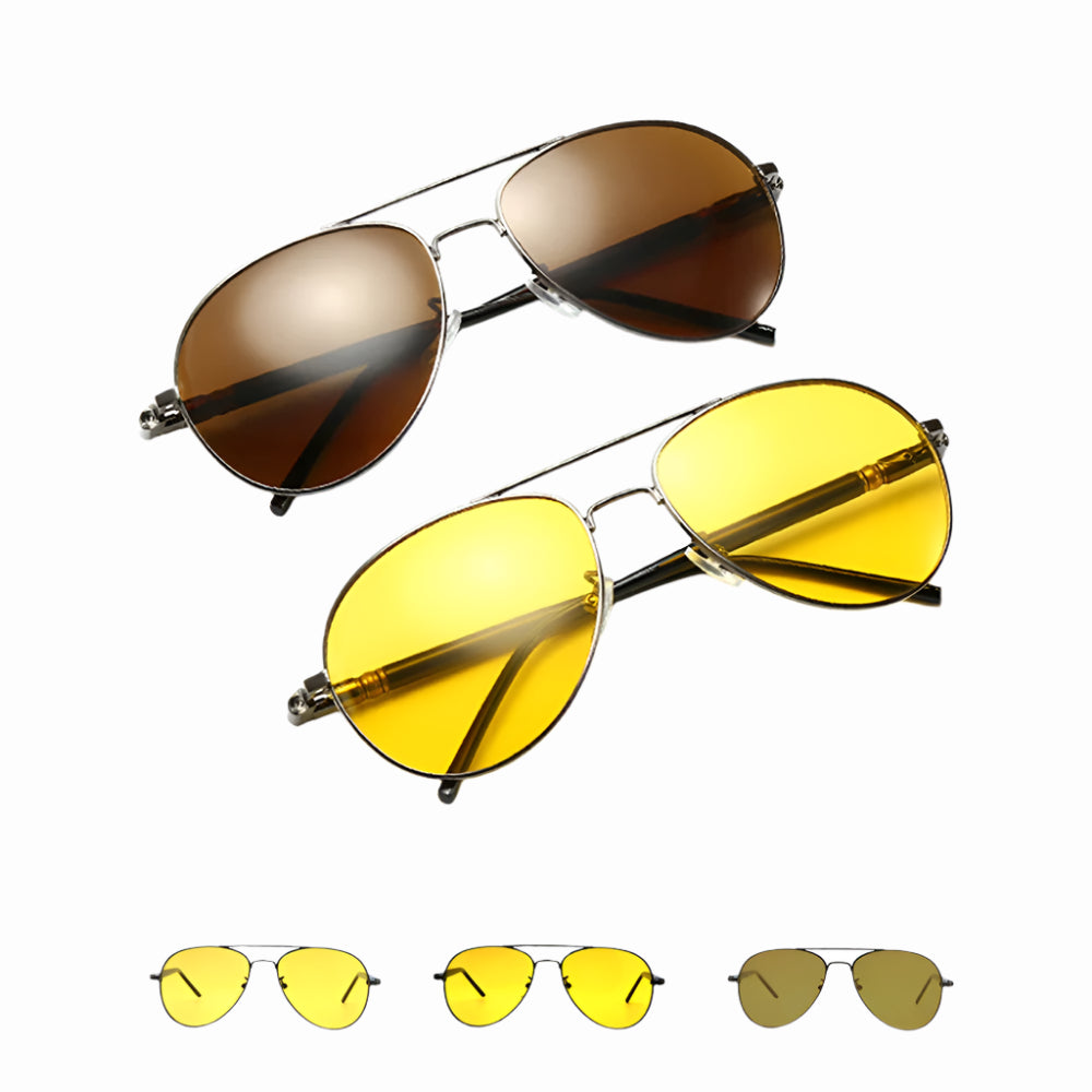 VIVIBEE Men Photochromic Night Vision Polarizing Sun Glasses Pilot Style Aluminum Women Polarized Driving Sunglasses Yellow