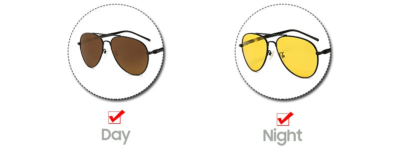 VIVIBEE Men Photochromic Night Vision Polarizing Sun Glasses Pilot Style Aluminum Women Polarized Driving Sunglasses Yellow