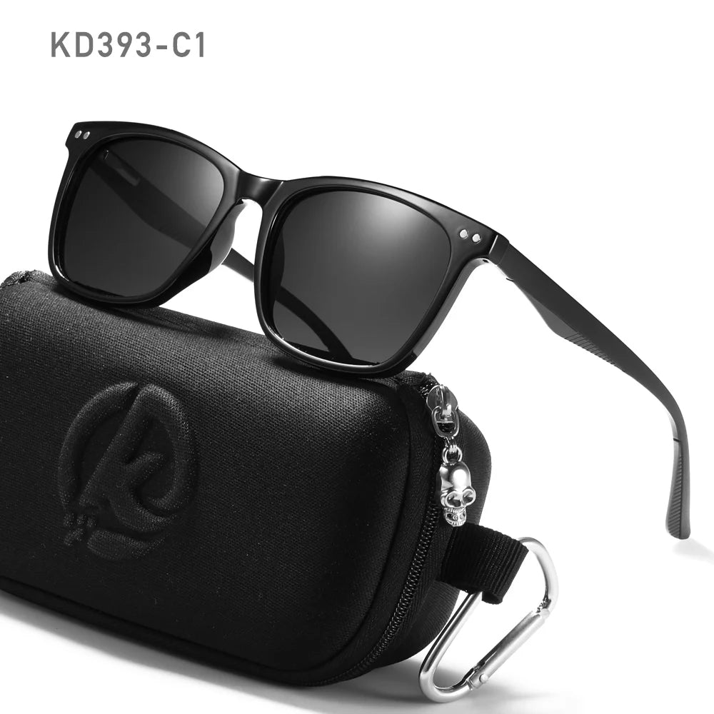 KDEAM Men's Square Sunglasses Polarized Lens TR90 Material Frame Spring Stainless Steel Hinges Fishing Sun Glasses KD393