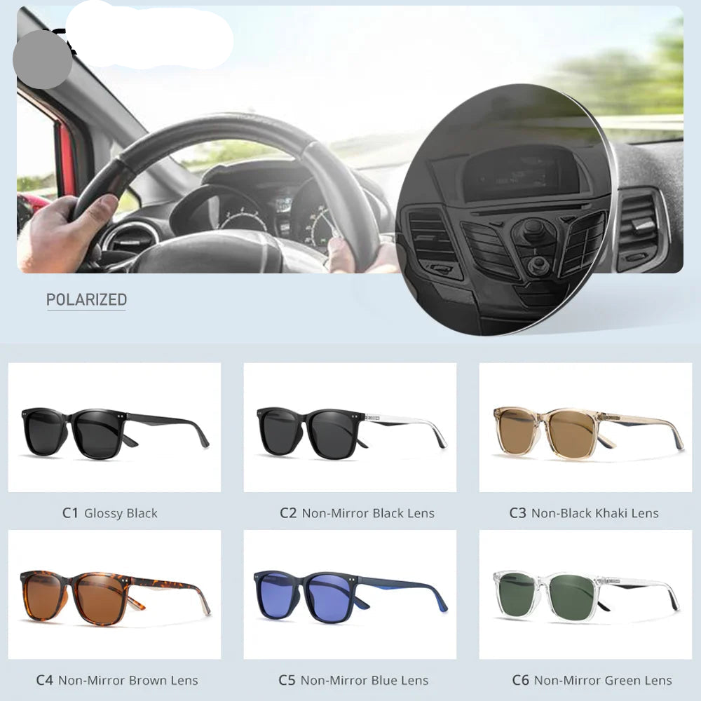 KDEAM Men's Square Sunglasses Polarized Lens TR90 Material Frame Spring Stainless Steel Hinges Fishing Sun Glasses KD393