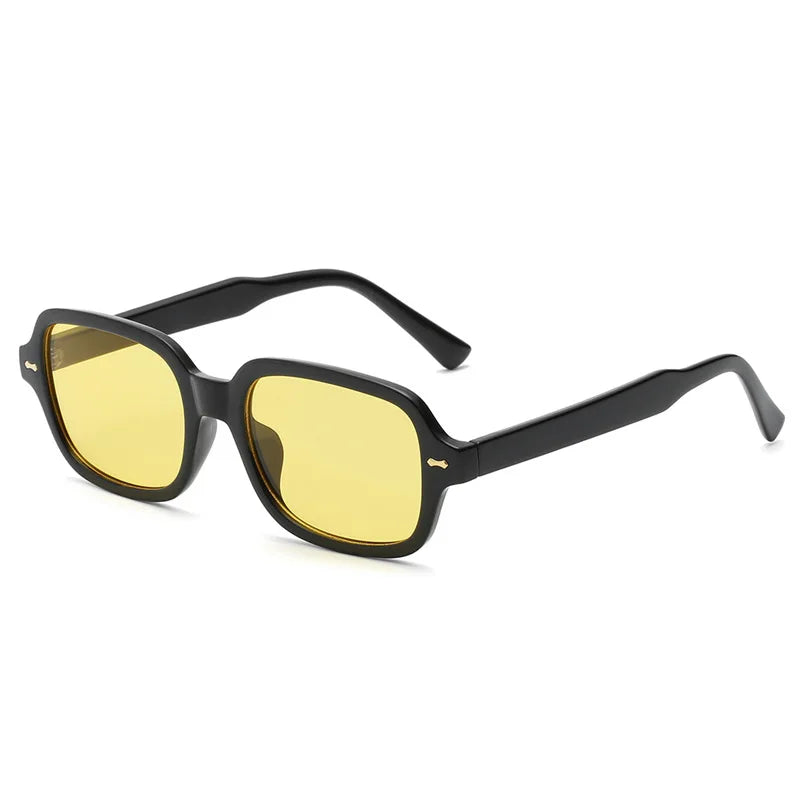 JNPCXI Fashion Square Women Luxury Sunglasses Retro Rivets Men Orange Lens Shades UV400 Sun Glasses