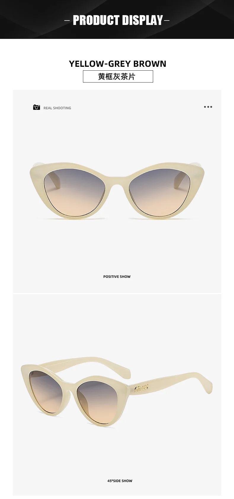 Ruiao fashion sunglasses cat eye shapes women uv 400 men luxury brand designer high quality letter sun glasses girl eyewear