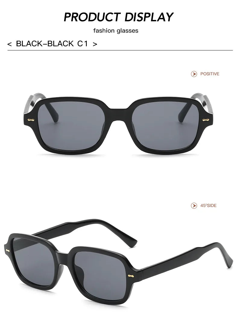 JNPCXI Fashion Square Women Luxury Sunglasses Retro Rivets Men Orange Lens Shades UV400 Sun Glasses