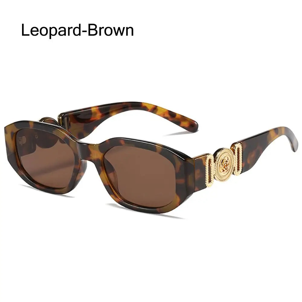 Summer Y2K Sun Glasses Irregular Sunglasses with Metal Rose Design Vintage Shades UV Protection Women Men Thick Frame Glasses