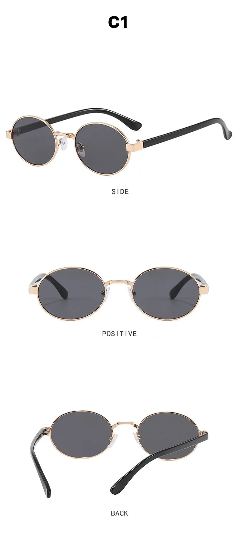 JNPCXI New Vintage Small Metal Oval Women Sunglasses Fashion Clear Gradient Shades UV400 Men Punk Sun Glasses