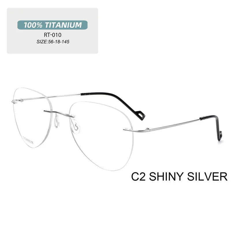 Pure Titanium Glasses in Trend Rimless Fashion Reading Glasses for Men Luxury Titanium Frame for Men's Grade Glasses Myopia 1 2
