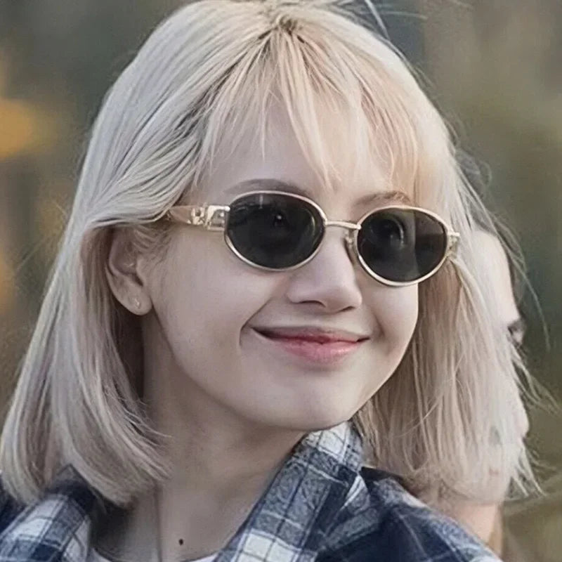 Luxury Metal Oval Sunglasses for Men Women Classic Vintage Driving Sunscreen Glasses Outdoor Unisex Sunglasses Shades UV400