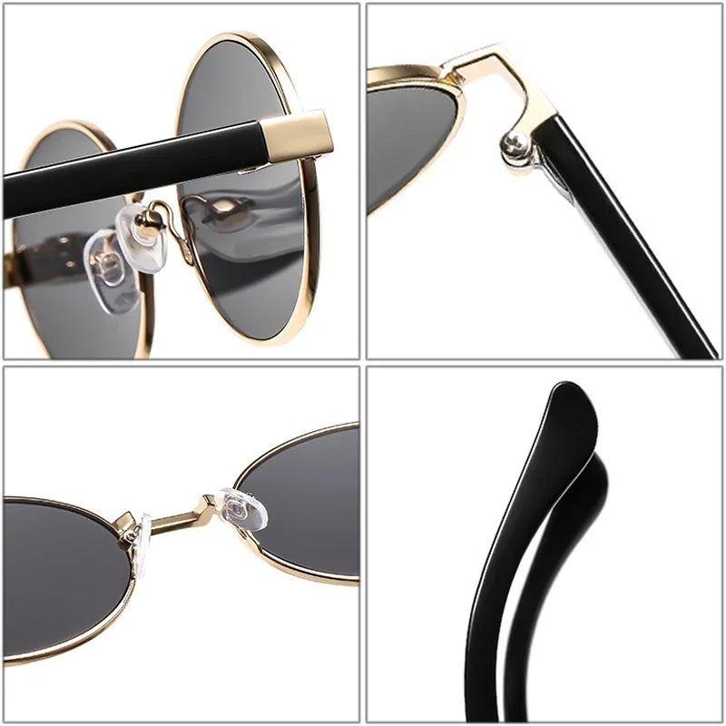 JNPCXI New Vintage Small Metal Oval Women Sunglasses Fashion Clear Gradient Shades UV400 Men Punk Sun Glasses