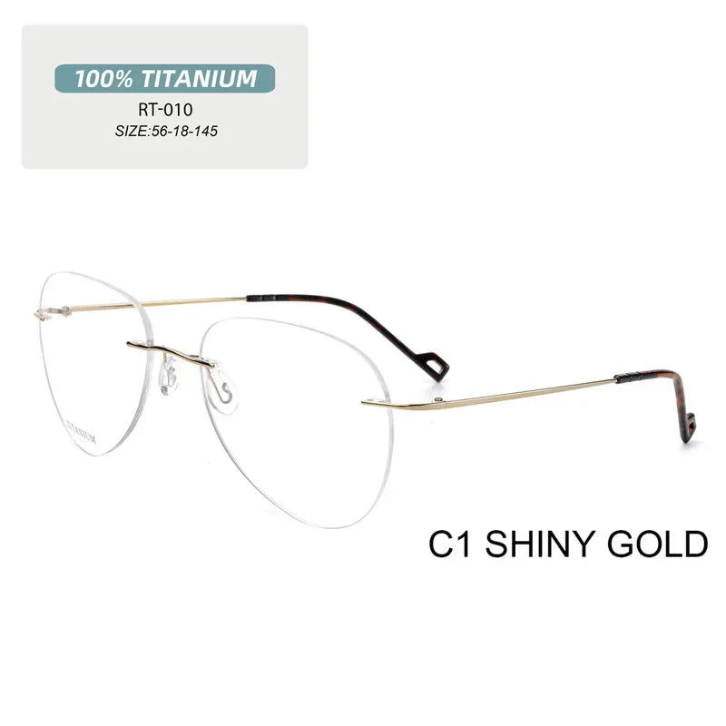 Pure Titanium Glasses in Trend Rimless Fashion Reading Glasses for Men Luxury Titanium Frame for Men's Grade Glasses Myopia 1 2
