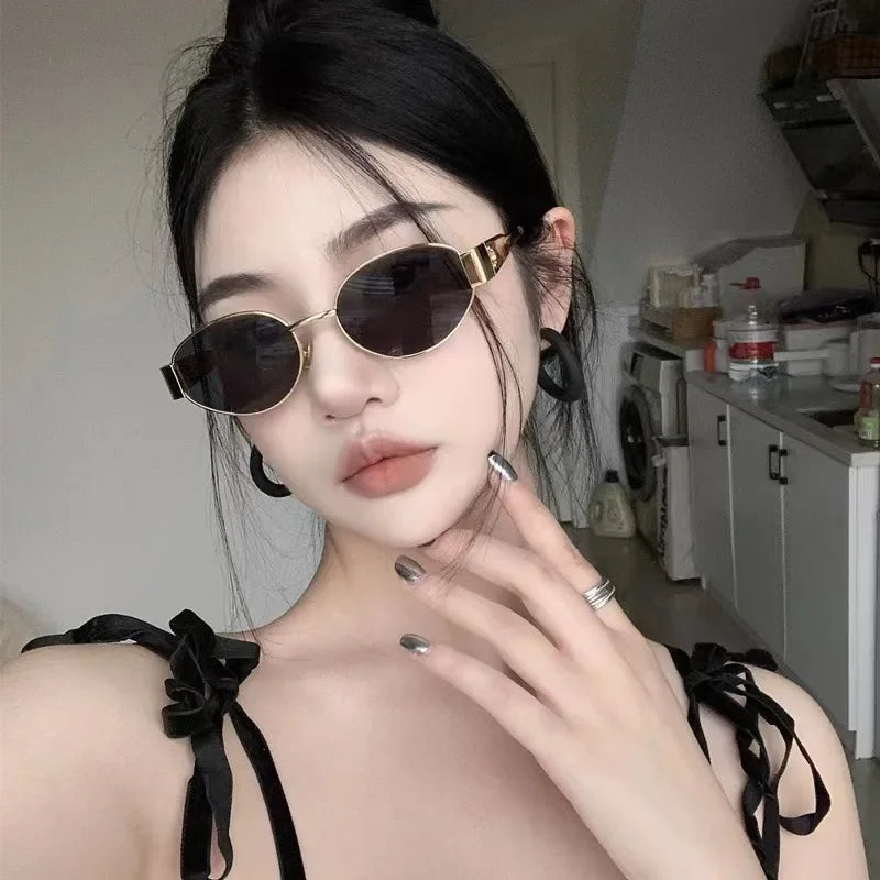 Luxury Metal Oval Sunglasses for Men Women Classic Vintage Driving Sunscreen Glasses Outdoor Unisex Sunglasses Shades UV400
