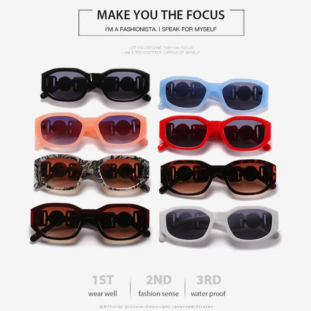 Summer Y2K Sun Glasses Irregular Sunglasses with Metal Rose Design Vintage Shades UV Protection Women Men Thick Frame Glasses