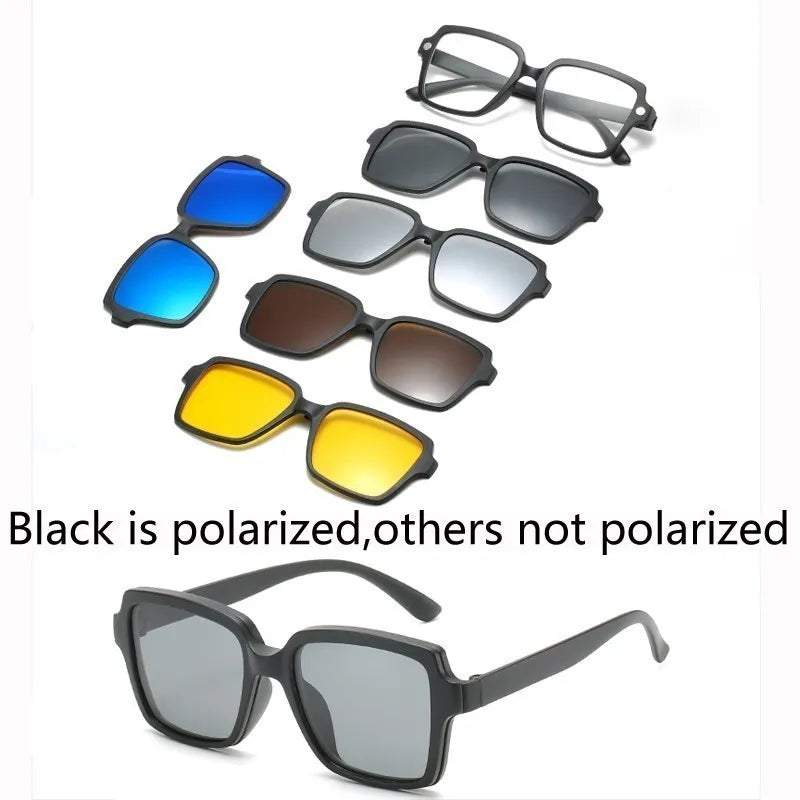 6 In 1 Custom Men Women Polarization Optical Magnetic Sunglasses Clip Magnet Clip on Sunglasses Clip on Sun Glasses Frame