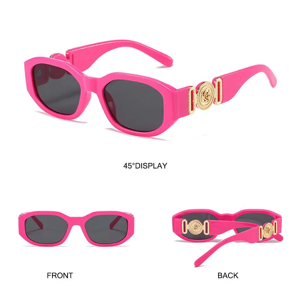 Summer Y2K Sun Glasses Irregular Sunglasses with Metal Rose Design Vintage Shades UV Protection Women Men Thick Frame Glasses