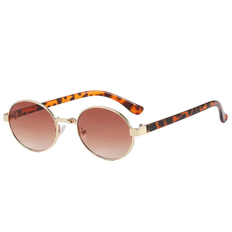 JNPCXI New Vintage Small Metal Oval Women Sunglasses Fashion Clear Gradient Shades UV400 Men Punk Sun Glasses