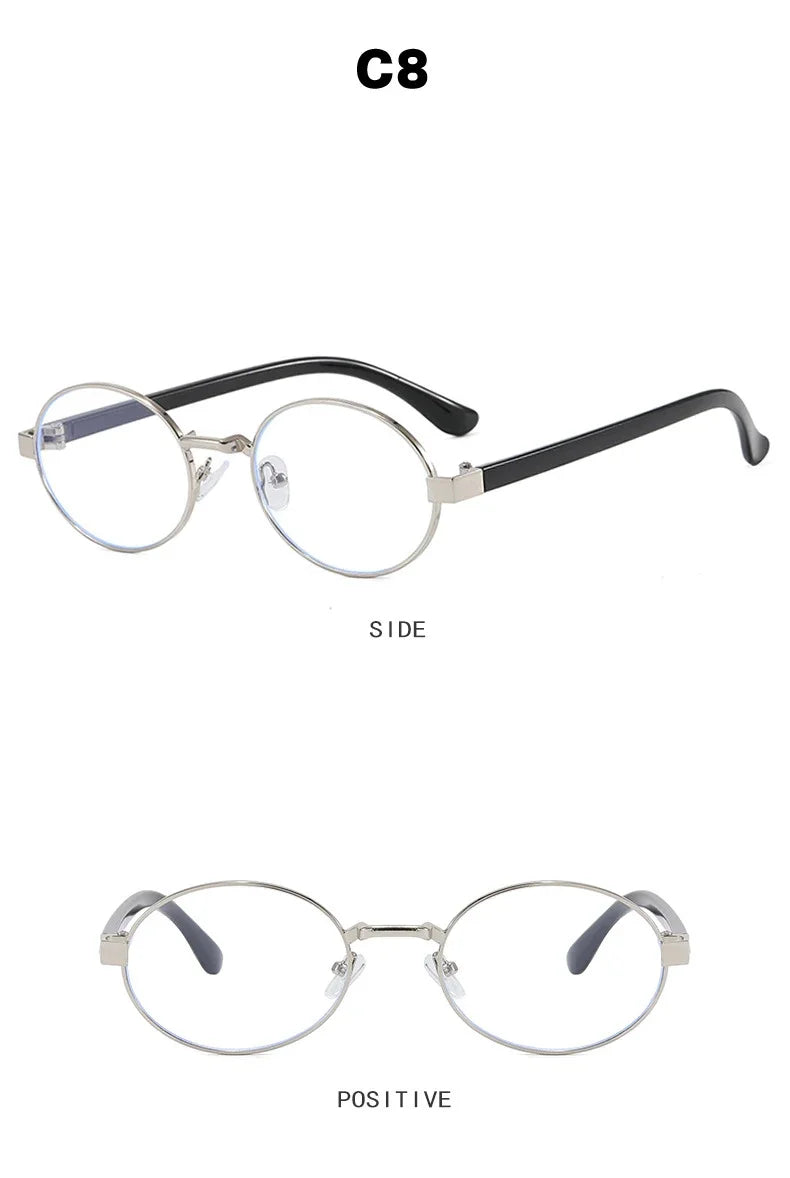 JNPCXI New Vintage Small Metal Oval Women Sunglasses Fashion Clear Gradient Shades UV400 Men Punk Sun Glasses