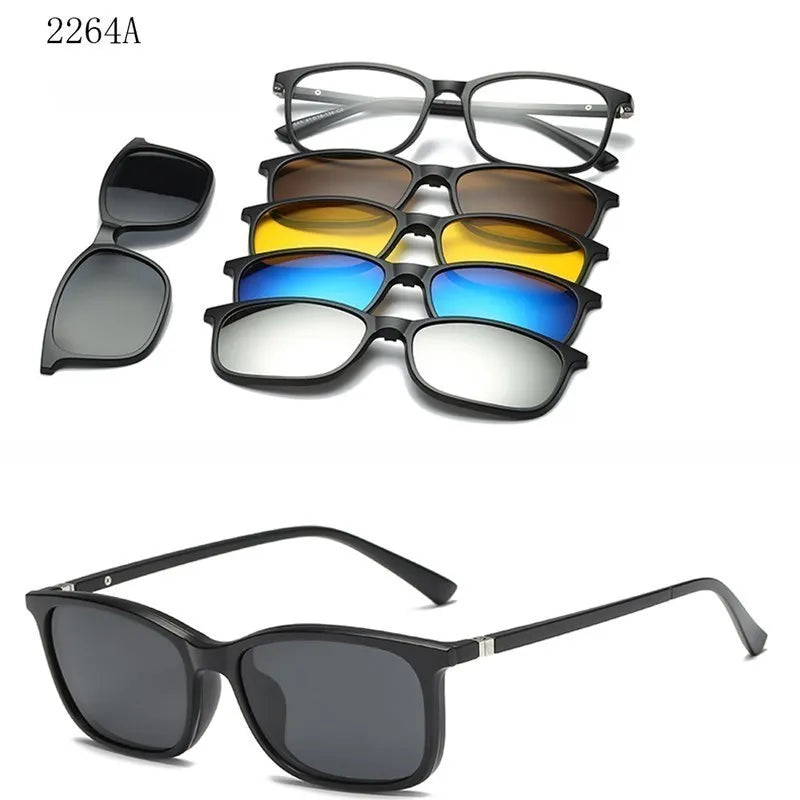 6 In 1 Custom Men Women Polarization Optical Magnetic Sunglasses Clip Magnet Clip on Sunglasses Clip on Sun Glasses Frame