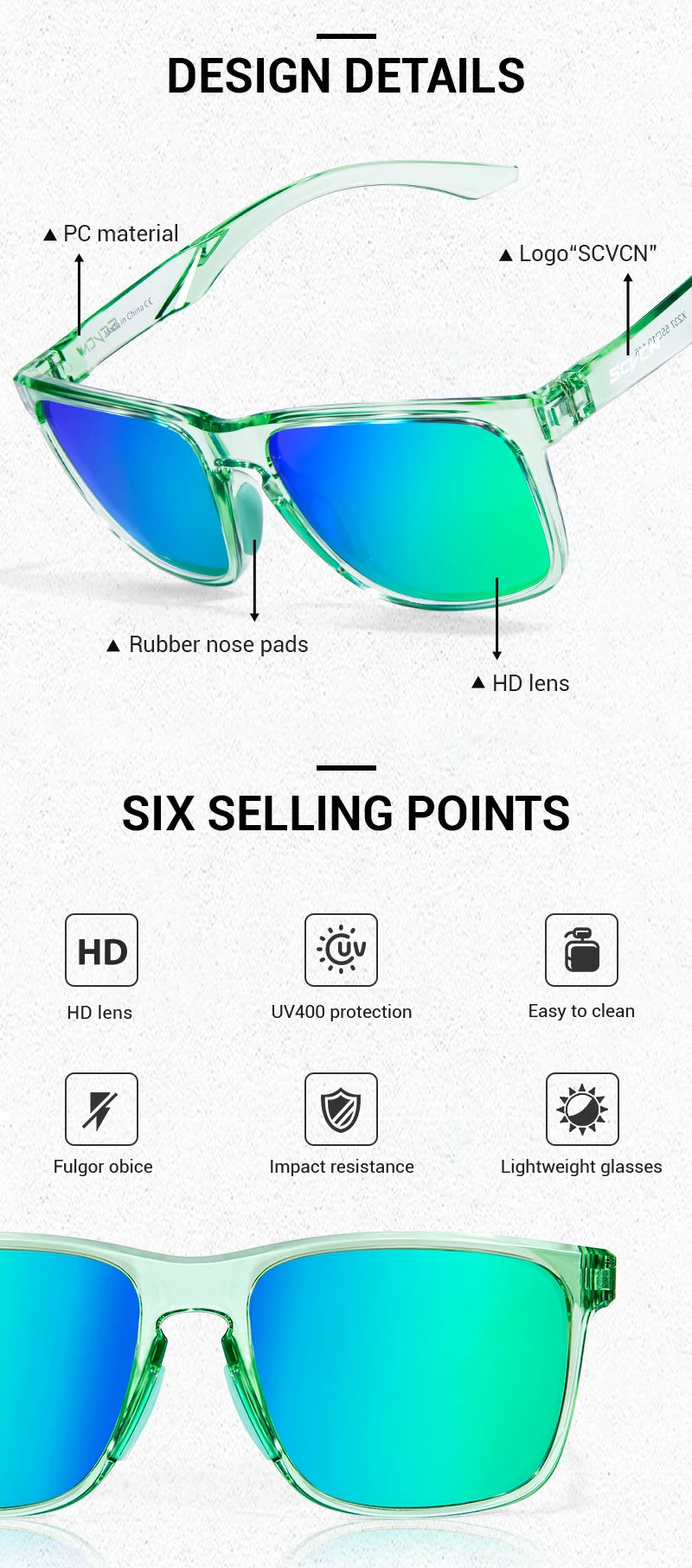 SCVCN Polarized Cycling Sunglasses Outdoor Fishing Sunglasses UV400 Sports Running Glasses Men MTB Cycling Glasses