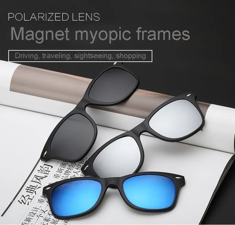6 In 1 Custom Men Women Polarization Optical Magnetic Sunglasses Clip Magnet Clip on Sunglasses Clip on Sun Glasses Frame