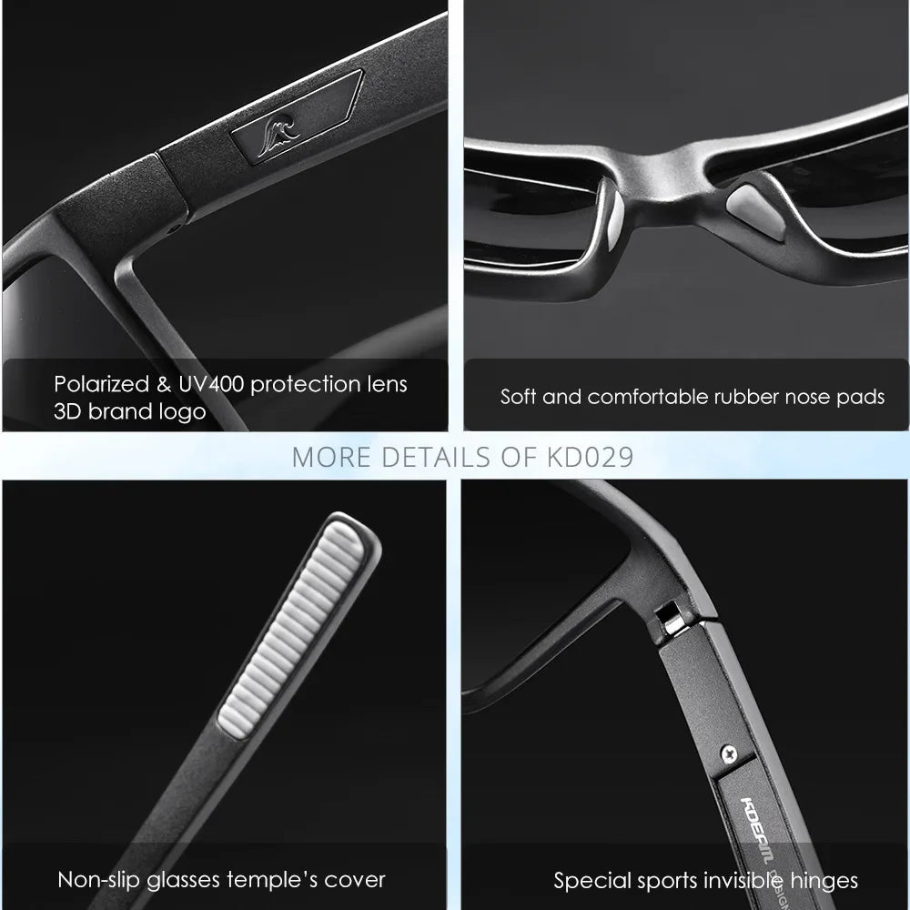 2025 KDEAM Brand Square Glasses Men's Driving Polarized Sunglasses Outdoor Travel Fashion Sunglass Silicone Nose Support UV400