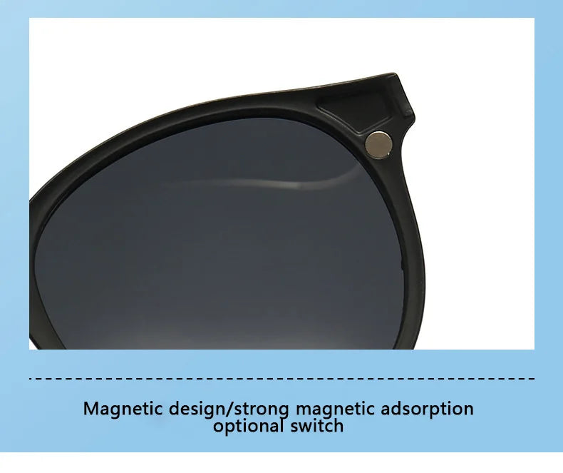 6 In 1 Polarized Sunglasses Men Women Magnetic Clip On Glasses TR90 Optical Prescription Eyeglass Frames Magnet Clips 2231