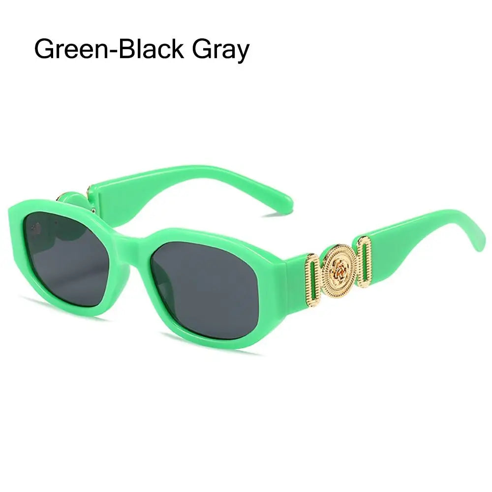 Summer Y2K Sun Glasses Irregular Sunglasses with Metal Rose Design Vintage Shades UV Protection Women Men Thick Frame Glasses