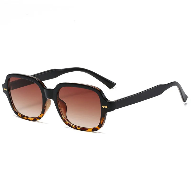 JNPCXI Fashion Square Women Luxury Sunglasses Retro Rivets Men Orange Lens Shades UV400 Sun Glasses