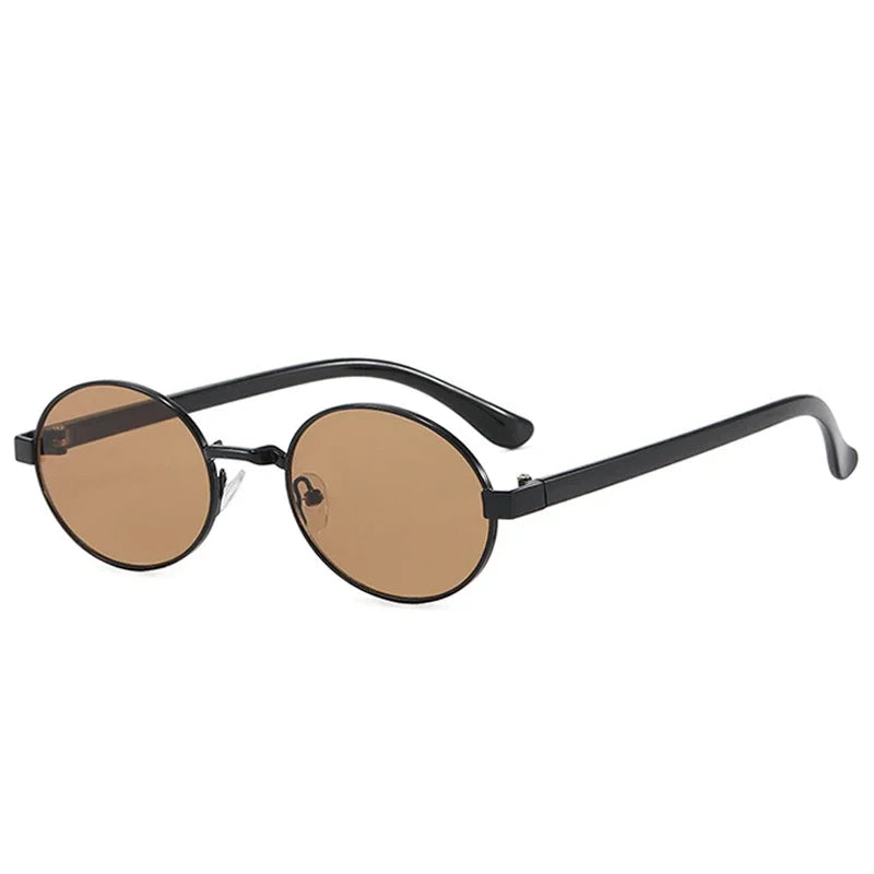 JNPCXI New Vintage Small Metal Oval Women Sunglasses Fashion Clear Gradient Shades UV400 Men Punk Sun Glasses