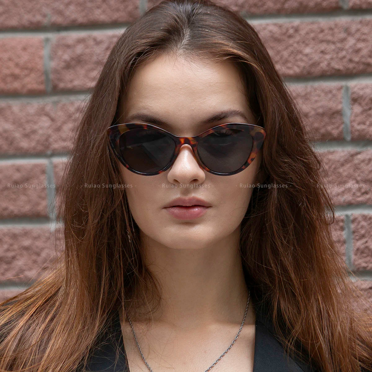 Ruiao fashion sunglasses cat eye shapes women uv 400 men luxury brand designer high quality letter sun glasses girl eyewear