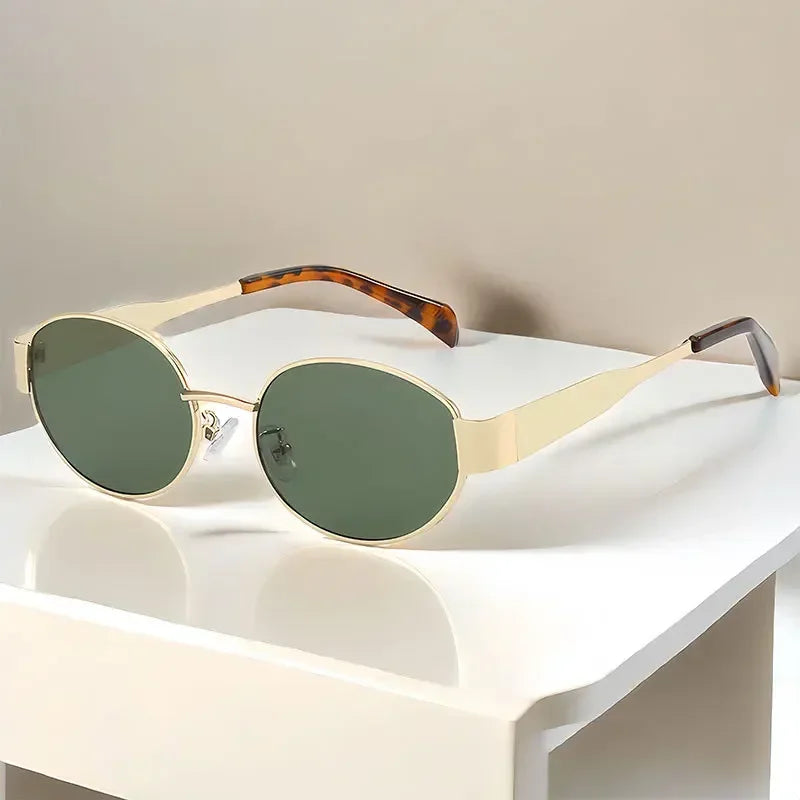 Luxury Metal Oval Sunglasses for Men Women Classic Vintage Driving Sunscreen Glasses Outdoor Unisex Sunglasses Shades UV400