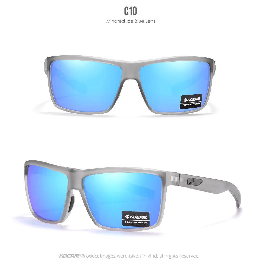 2025 KDEAM Brand Square Glasses Men's Driving Polarized Sunglasses Outdoor Travel Fashion Sunglass Silicone Nose Support UV400