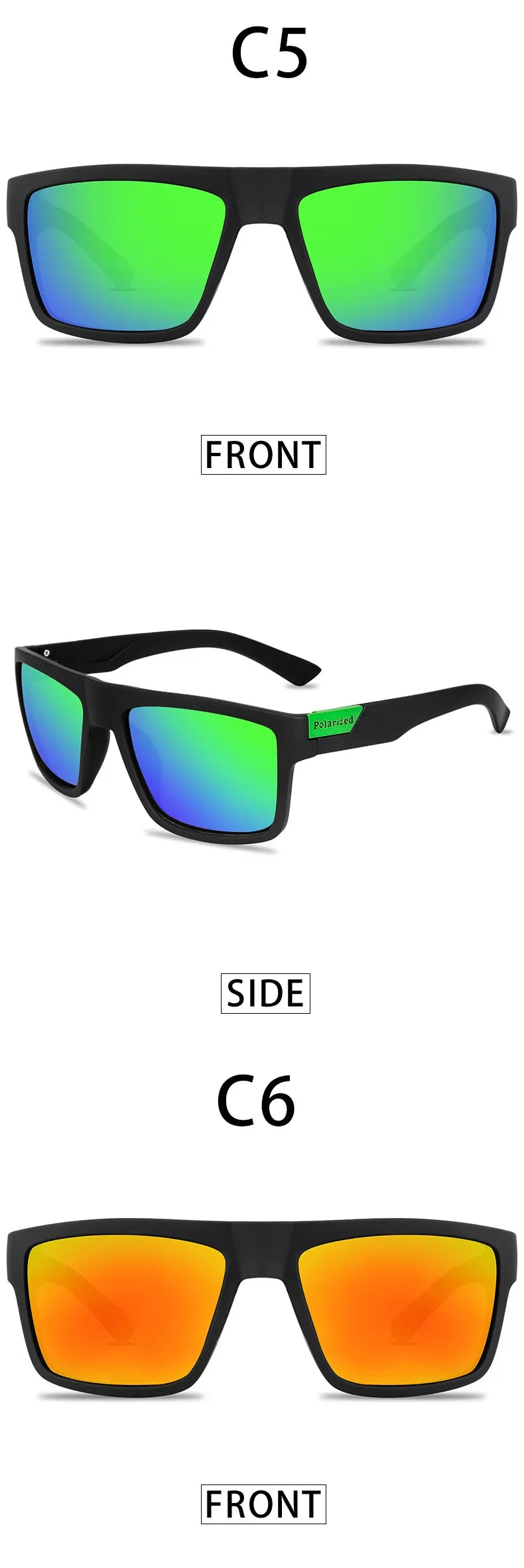 Square Polarized Sunglasses Men Women Classic Sports Outdoor Fishing Travel Colorful Sun Glasses UV400 Goggles