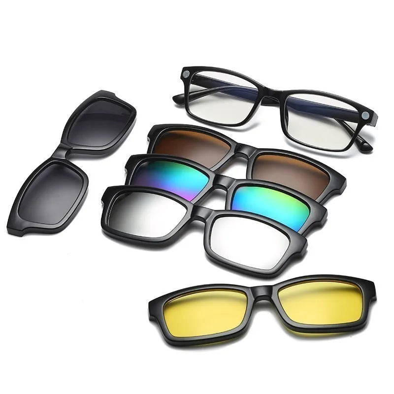 6 In 1 Custom Men Women Polarization Optical Magnetic Sunglasses Clip Magnet Clip on Sunglasses Clip on Sun Glasses Frame