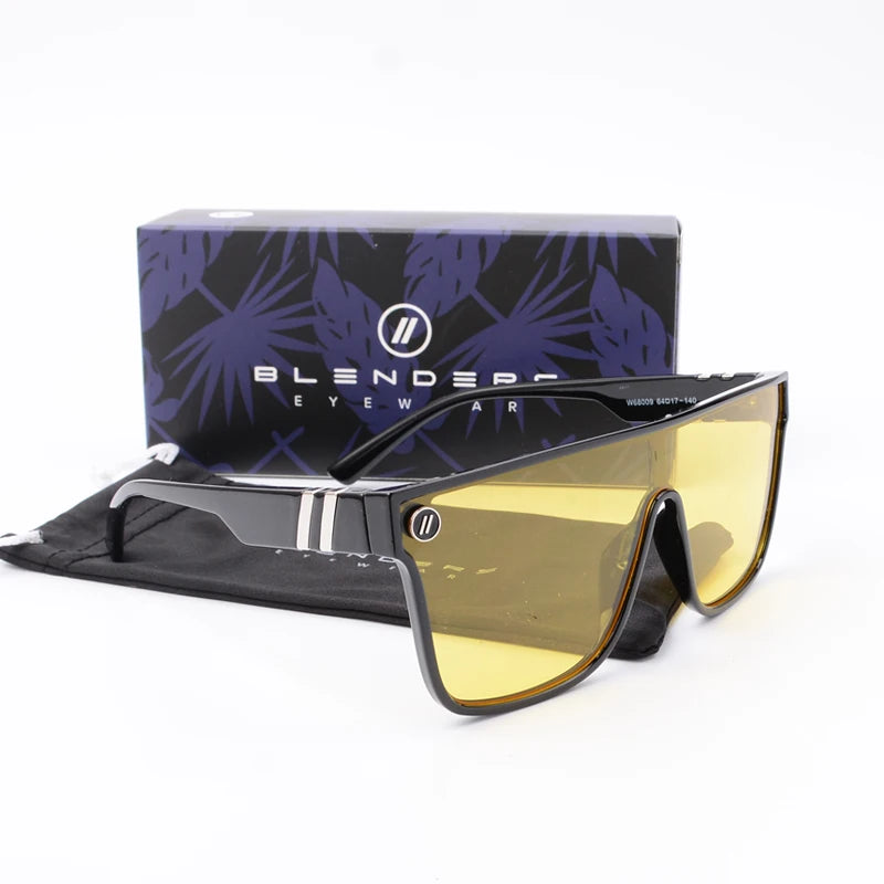 Mixed Blue Mirror Sunglasses Men's Polarized UV Lens Glasses Retro Fashion Square Blender Men's Sunglasses 68009: with box