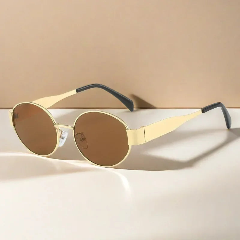 Luxury Metal Oval Sunglasses for Men Women Classic Vintage Driving Sunscreen Glasses Outdoor Unisex Sunglasses Shades UV400