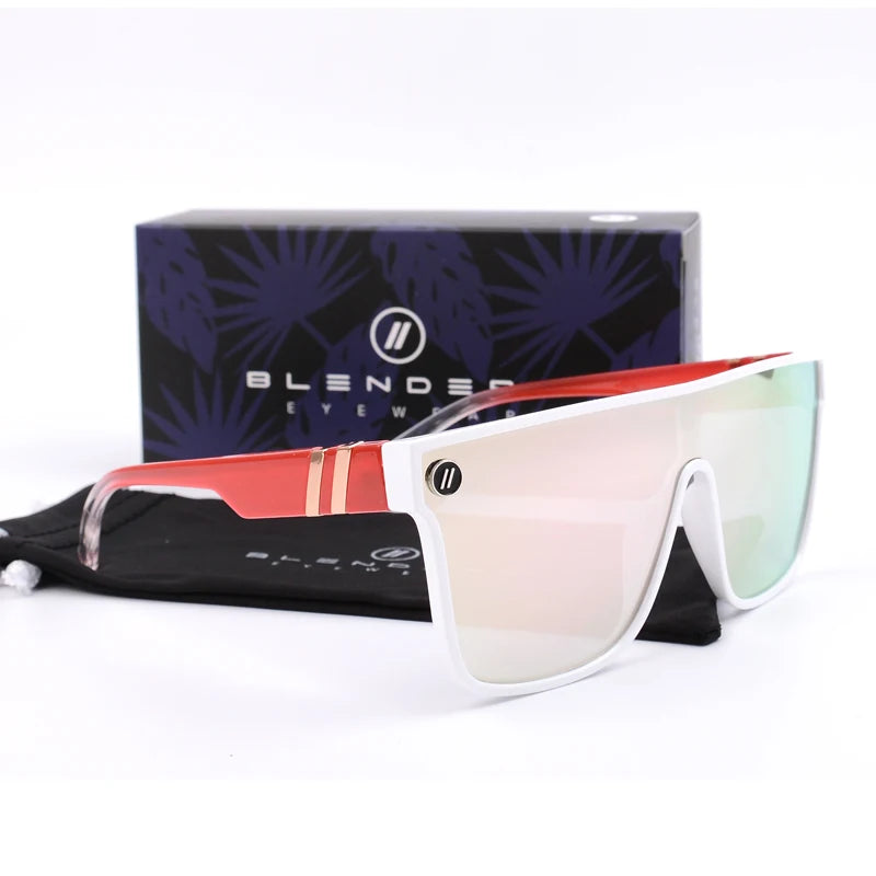 Mixed Blue Mirror Sunglasses Men's Polarized UV Lens Glasses Retro Fashion Square Blender Men's Sunglasses 68009: with box