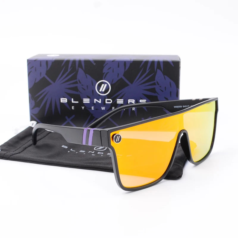 Mixed Blue Mirror Sunglasses Men's Polarized UV Lens Glasses Retro Fashion Square Blender Men's Sunglasses 68009: with box