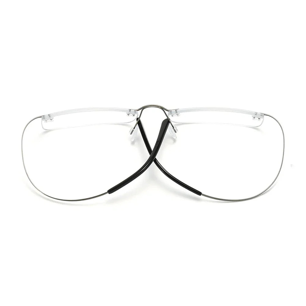 Pure Titanium Glasses in Trend Rimless Fashion Reading Glasses for Men Luxury Titanium Frame for Men's Grade Glasses Myopia 1 2