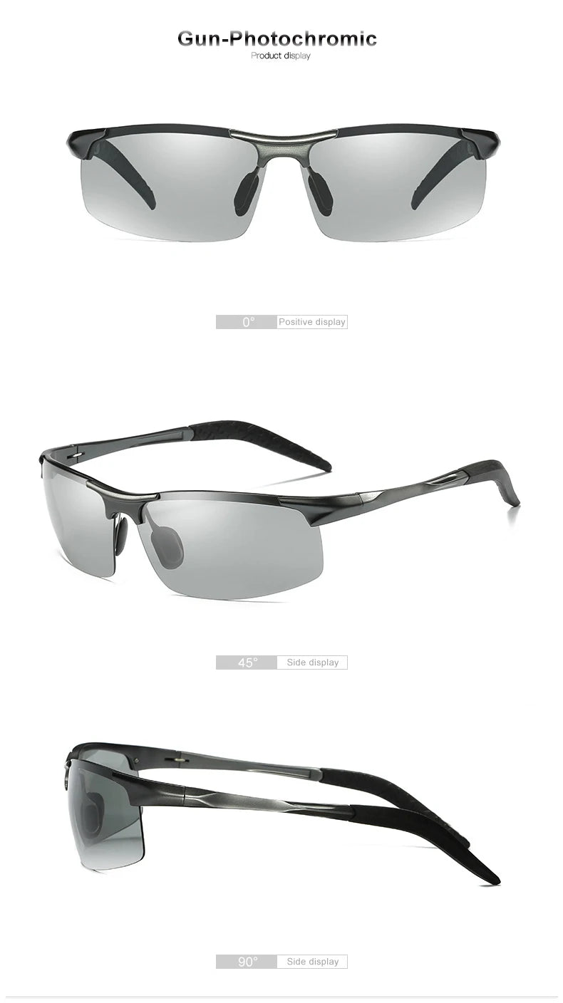 CLLOIO Aluminum Photochromic Sunglasses Men Polarized Day Night Driving Chameleon Glasses Anti-Glare Change Color Sun Glasses UV