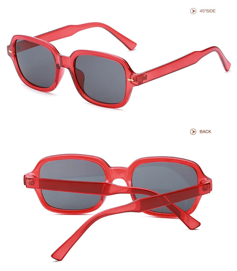 JNPCXI Fashion Square Women Luxury Sunglasses Retro Rivets Men Orange Lens Shades UV400 Sun Glasses