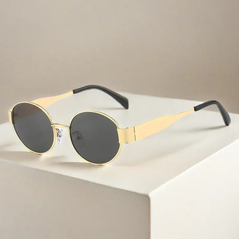 Luxury Metal Oval Sunglasses for Men Women Classic Vintage Driving Sunscreen Glasses Outdoor Unisex Sunglasses Shades UV400