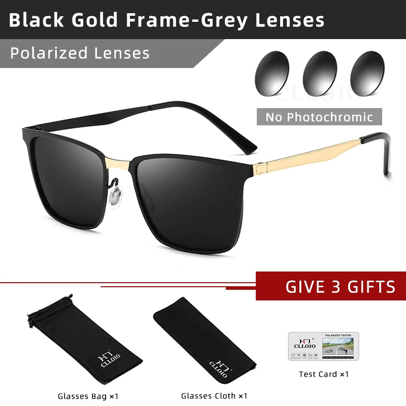 Square Photochromic Polarized Sunglasses For Men Women