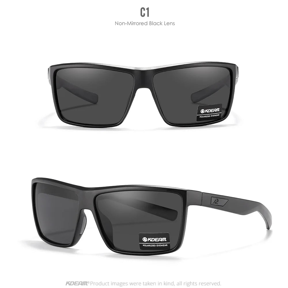 2025 KDEAM Brand Square Glasses Men's Driving Polarized Sunglasses Outdoor Travel Fashion Sunglass Silicone Nose Support UV400