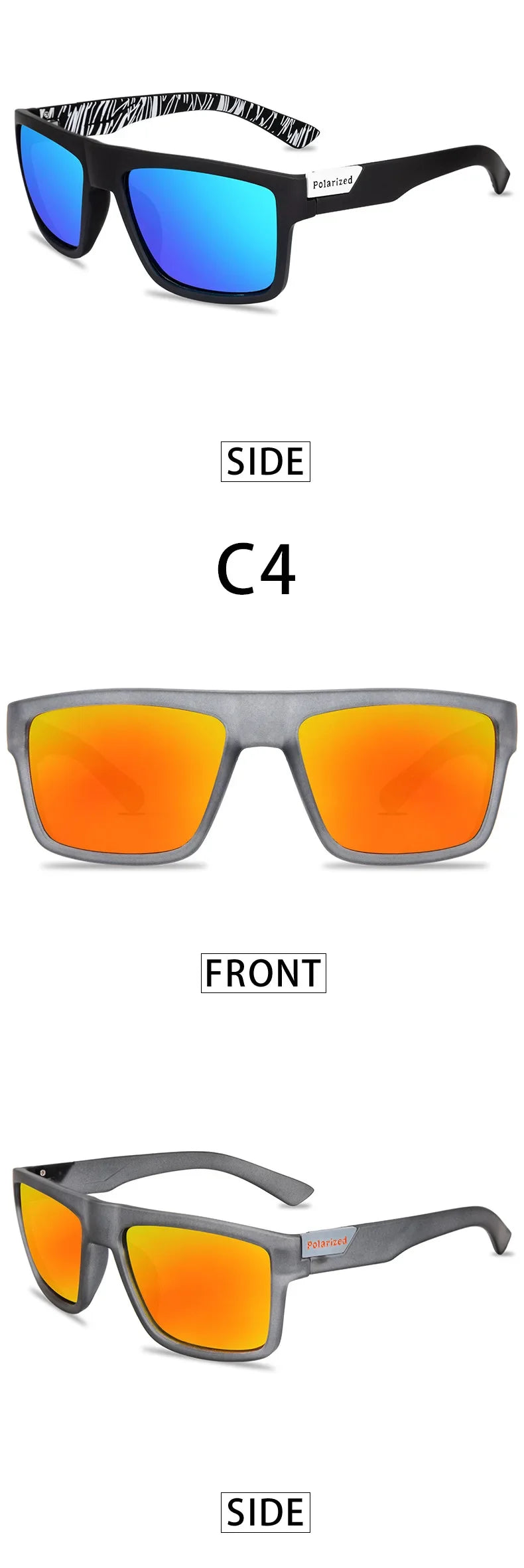 Square Polarized Sunglasses Men Women Classic Sports Outdoor Fishing Travel Colorful Sun Glasses UV400 Goggles