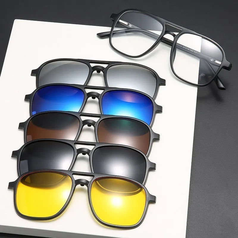 6 In 1 Custom Men Women Polarization Optical Magnetic Sunglasses Clip Magnet Clip on Sunglasses Clip on Sun Glasses Frame
