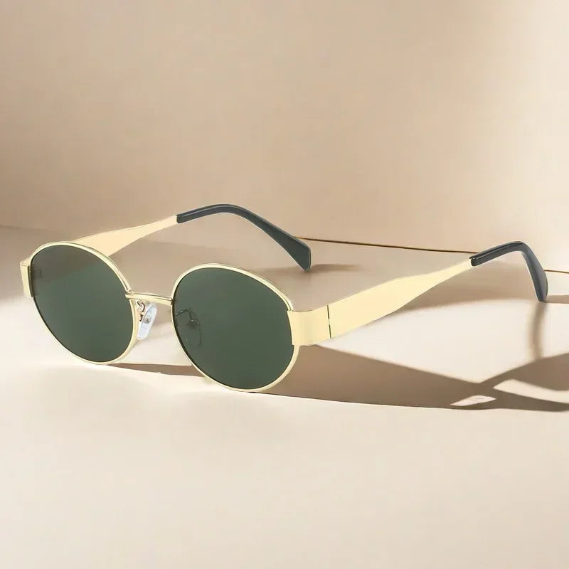 Luxury Metal Oval Sunglasses for Men Women Classic Vintage Driving Sunscreen Glasses Outdoor Unisex Sunglasses Shades UV400